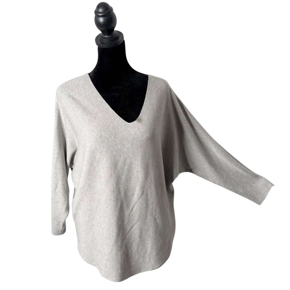 Vila Milano Dolman Sleeve‎ Pullover Sweater Gray Size M Minimalist Knit NEW